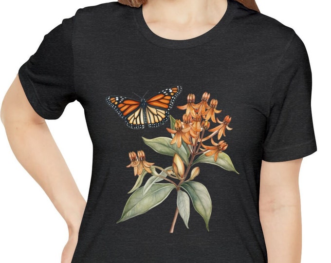 Unisex Jersey Short Sleeve Tee, Boho Hippie Floral Butterfly T Shirt, Bohemian Apparel, Unisex Bella Canvas 3001 Cotton Tee, S-3XL Sizes