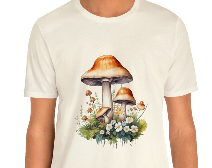 Unisex Jersey Short Sleeve Tee, Boho Hippie Magic Mushrooms T Shirt, Bohemian Apparel, Unisex Bella Canvas 3001 Cotton Tee, S-3XL Sizes