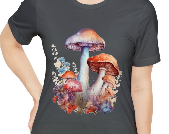 Unisex Jersey Short Sleeve Tee, Boho Hippie Magic Mushrooms T Shirt, Bohemian Apparel, Unisex Bella Canvas 3001 Cotton Tee, S-3XL Sizes