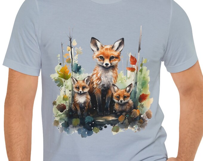 Unisex Jersey Short Sleeve Tee, Boho Whimsical Fox Tee Shirt, Bohemian Apparel, Unisex Cotton Tee, S-3XL Sizes, Woodland Fox Shirt