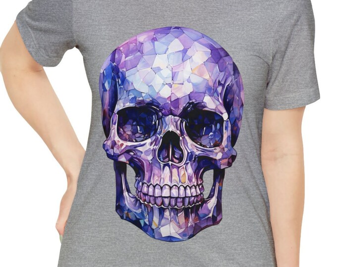 Unisex Jersey Short Sleeve Tee, Boho Bejeweled Skull Tee Shirt, Bohemian Apparel, Unisex Cotton Tee, S-3XL Sizes, Skull Shirt