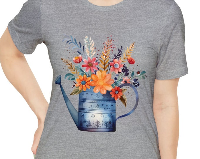 Unisex Jersey Short Sleeve Tee, Boho Hippie Garden Flowers Floral T Shirt, Bohemian Apparel, Unisex Bella Canvas 3001 Cotton Tee, S-3XL