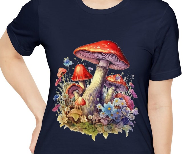 Unisex Jersey Short Sleeve Tee, Boho Hippie Magic Mushrooms T Shirt, Bohemian Apparel, Unisex Bella Canvas 3001 Cotton Tee, S-3XL Sizes