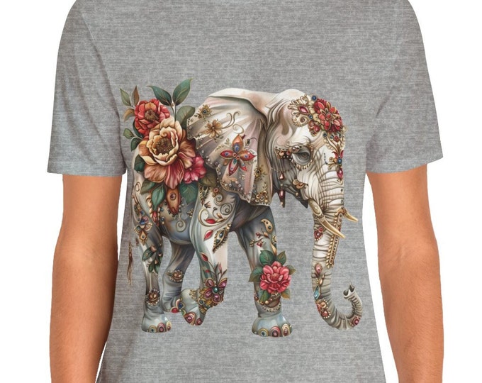 Unisex Jersey Short Sleeve Tee, Boho Hippie Bejeweled Elephant T Shirt, Bohemian Apparel, Unisex Bella Canvas 3001 Cotton Tee, S-3XL Sizes