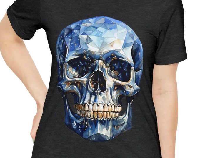 Unisex Jersey Short Sleeve Tee, Boho Bejeweled Skull Tee Shirt, Bohemian Apparel, Unisex Cotton Tee, S-3XL Sizes, Skull Shirt