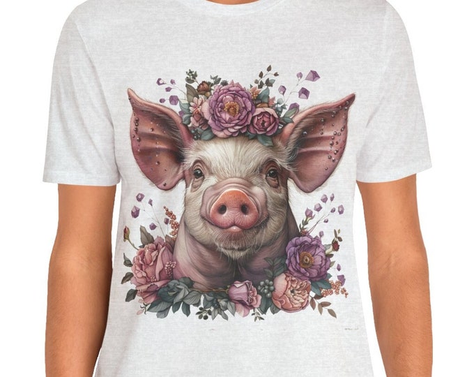 Unisex Jersey Short Sleeve Tee, Boho Floral Tortoise Tee Shirt, Bohemian Apparel, Unisex Cotton Tee, S-3XL Sizes, Turtle Tee Shirt