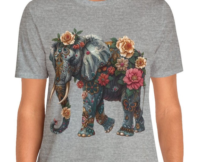 Unisex Jersey Short Sleeve Tee, Boho Hippie Bejeweled Elephant T Shirt, Bohemian Apparel, Unisex Bella Canvas 3001 Cotton Tee, S-3XL Sizes