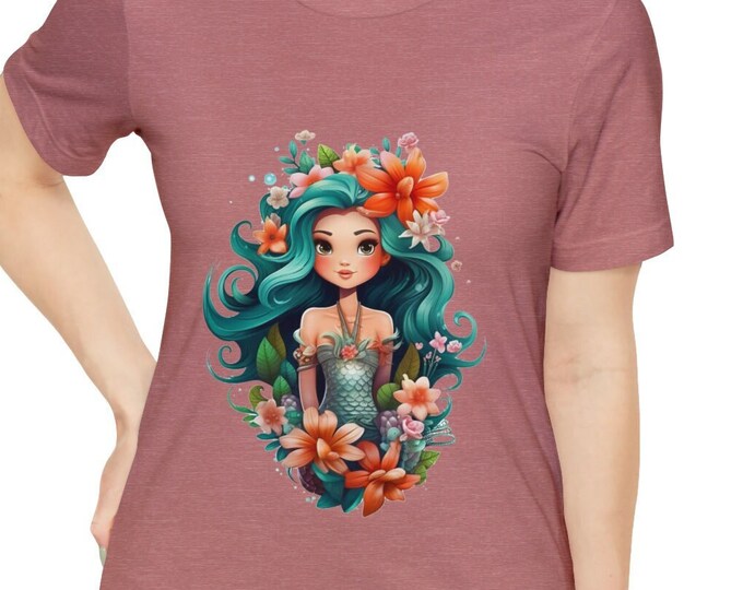 Unisex Jersey Short Sleeve Tee, Boho Hippie Underwater Mermaid T Shirt, Bohemian Apparel, Unisex Bella Canvas 3001 Cotton Tee, S-3XL