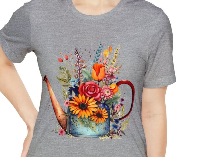 Unisex Jersey Short Sleeve Tee, Boho Hippie Garden Flowers Floral T Shirt, Bohemian Apparel, Unisex Bella Canvas 3001 Cotton Tee, S-3XL