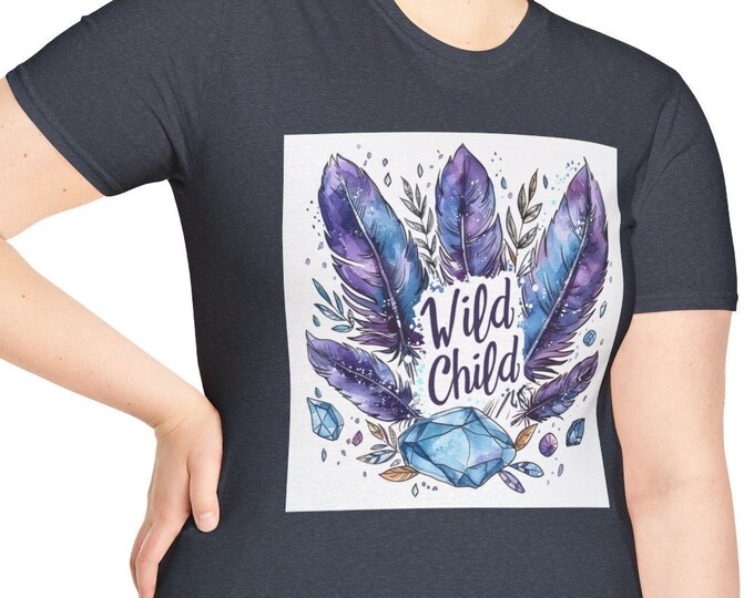 Unisex Softstyle T-Shirt, Wild Child Cotton Tee, Boho Hippie Shirt, Sizes XS-5XL, Men's Women's Retro Apparel Clothing