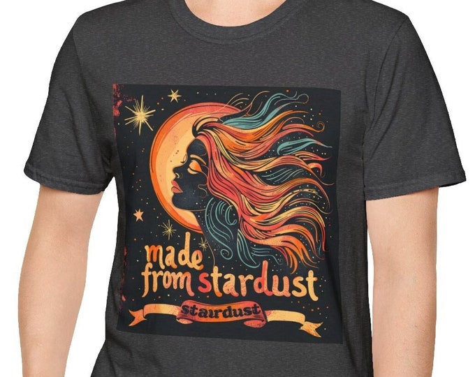Unisex Softstyle T-Shirt, Made from Stardust Cotton Tee, Boho Hippie Shirt, Sizes XS-5XL, Men's Women's Retro Apparel Clothing
