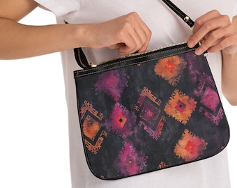 10x8" PU Vegan Leather Shoulder Bag, Boho Bohemian Accessories, Purse with Lining and Pockets, Boho Lined Purse