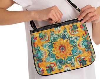 10x8" PU Vegan Leather Shoulder Bag, Boho Bohemian Accessories, Purse with Lining and Pockets, Boho Lined Purse