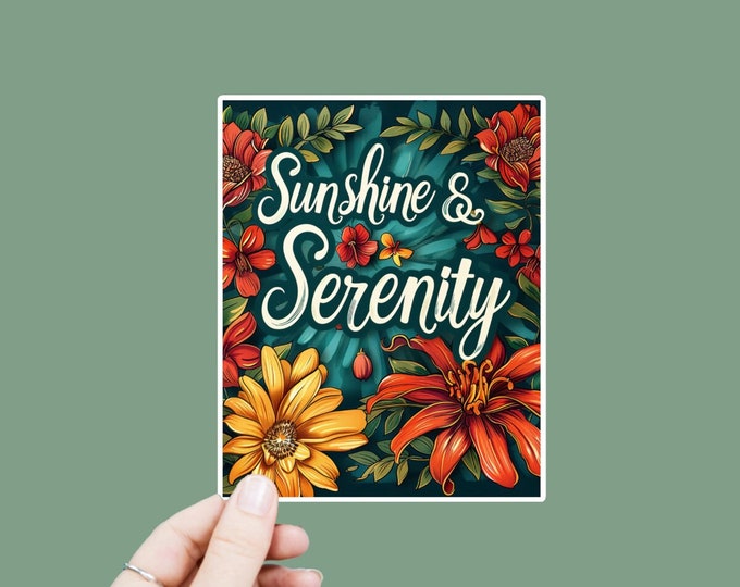 Sunshine & Serenity Decal, Satin Finish Sticker, Boho Sticker Laptop Sticker, Window Decal, Water Bottle Decal, 4 Sizes