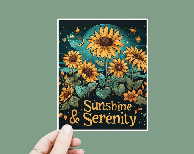 Sunshine & Serenity Decal, Satin Finish Sticker, Boho Sticker Laptop Sticker, Window Decal, Water Bottle Decal, 4 Sizes