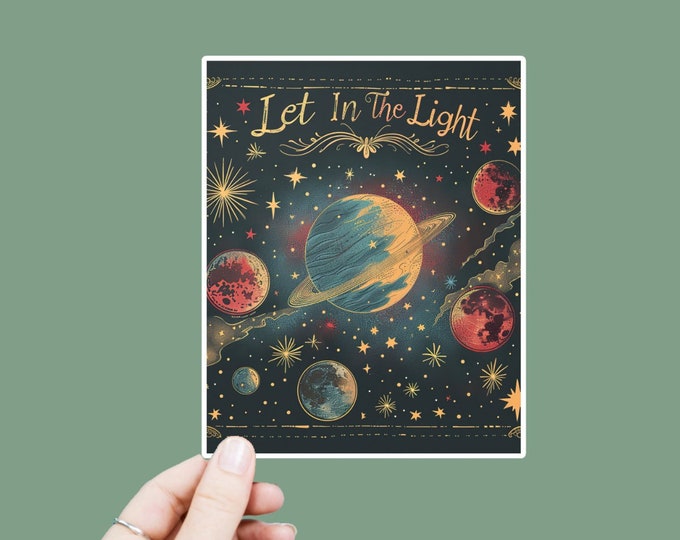 Let in the Light Decal, Satin Finish Sticker, Boho Sticker Laptop Sticker, Window Decal, Water Bottle Decal, 4 Sizes