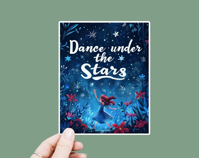 Dance Under the Stars Decal, Satin Finish Sticker, Boho Sticker Laptop Sticker, Window Decal, Water Bottle Decal, 4 Sizes