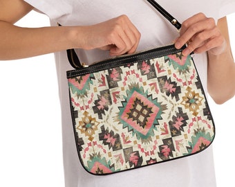 10x8" PU Vegan Leather Shoulder Bag, Boho Bohemian Accessories, Purse with Lining and Pockets, Boho Lined Purse