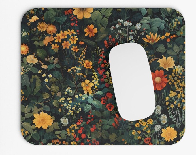 Floral Boho Print Mouse Pad, 9"x8" Hippie Boho Mouse Pad, Tech Desk Office Computer Mouse Pad Office Supplies, Neoprene Non Slip Mouse