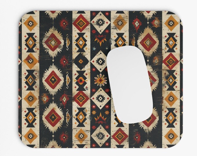 Boho Print Mouse Pad, 9"x8" Hippie Boho Mouse Pad, Tech Desk Office Computer Mouse Pad Office Supplies, Neoprene Non Slip Mouse