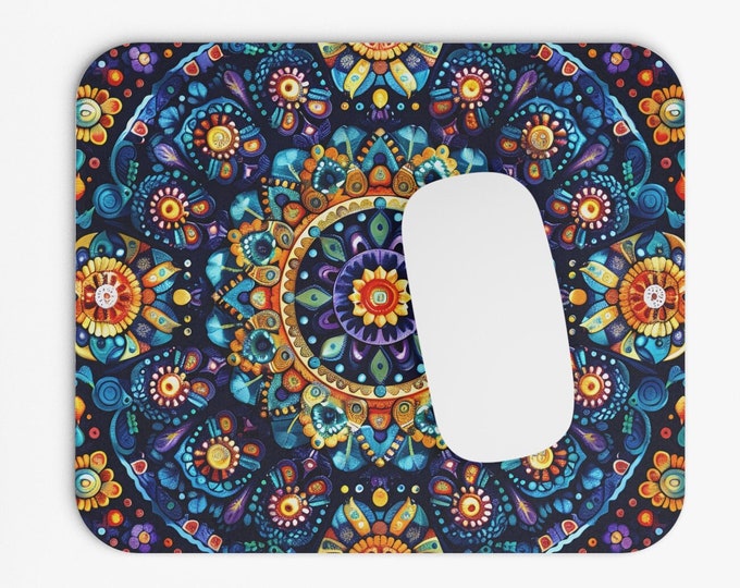 Boho Print Mouse Pad, 9"x8" Hippie Boho Mouse Pad, Tech Desk Office Computer Mouse Pad Office Supplies, Neoprene Non Slip Mouse