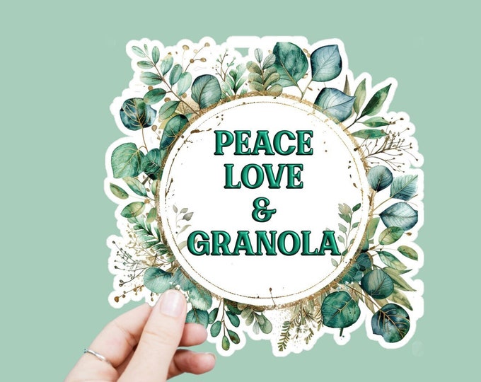 Peace Love Granola Decal, Satin Finish Sticker, Boho Sticker Laptop Sticker, Window Decal, Water Bottle Decal, 4 Sizes