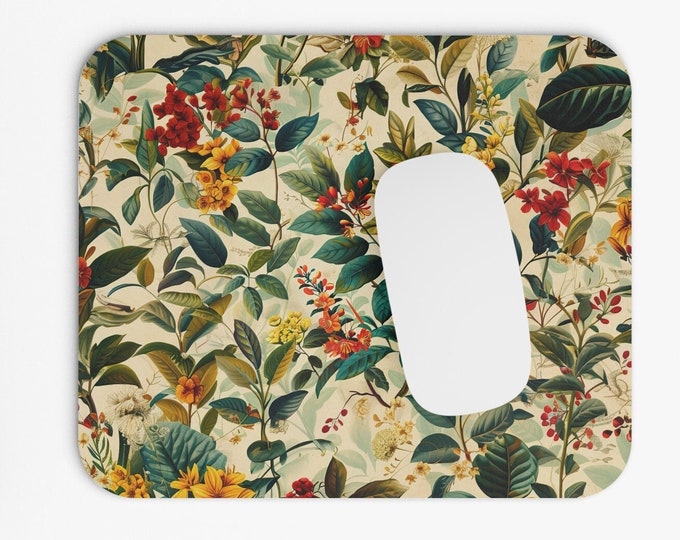 Floral Boho Print Mouse Pad, 9"x8" Hippie Boho Mouse Pad, Tech Desk Office Computer Mouse Pad Office Supplies, Neoprene Non Slip Mouse