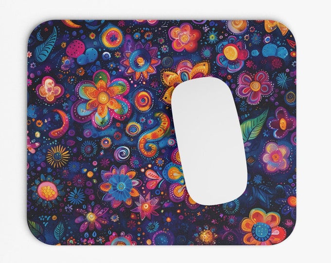 Boho Print Mouse Pad, 9"x8" Hippie Boho Mouse Pad, Tech Desk Office Computer Mouse Pad Office Supplies, Neoprene Non Slip Mouse