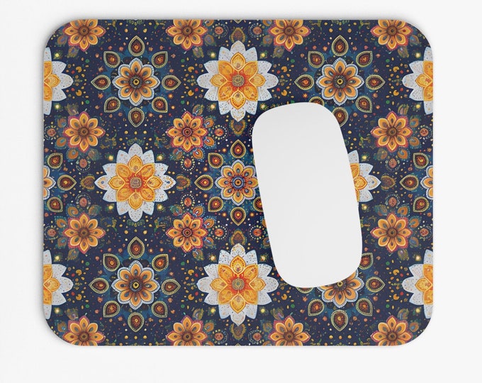 Boho Print Mouse Pad, 9"x8" Tribal Boho Mouse Pad, Tech Desk Office Computer Mouse Pad Office Supplies, Neoprene Non Slip Mouse