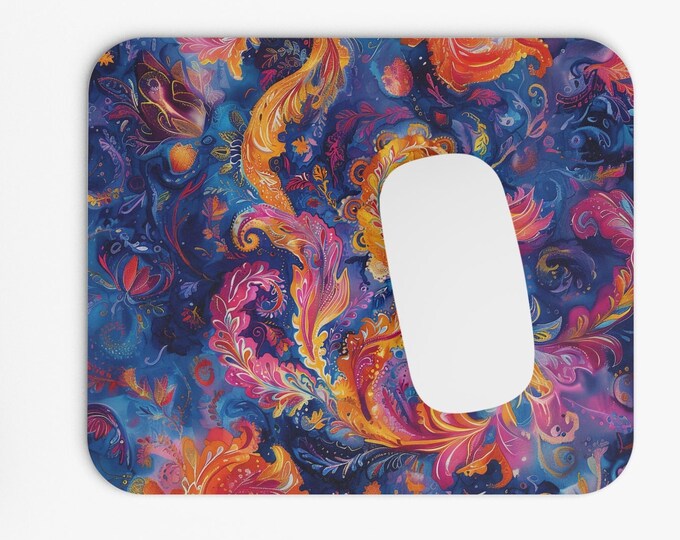 Boho Print Mouse Pad, 9"x8" Hippie Boho Mouse Pad, Tech Desk Office Computer Mouse Pad Office Supplies, Neoprene Non Slip Mouse