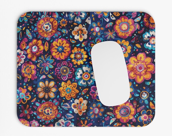 Boho Print Mouse Pad, 9"x8" Hippie Boho Mouse Pad, Tech Desk Office Computer Mouse Pad Office Supplies, Neoprene Non Slip Mouse