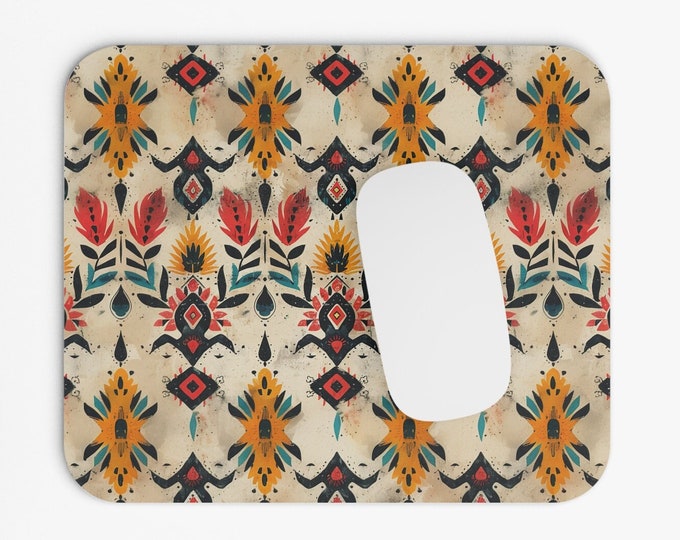 Boho Print Mouse Pad, 9"x8" Hippie Boho Mouse Pad, Tech Desk Office Computer Mouse Pad Office Supplies, Neoprene Non Slip Mouse