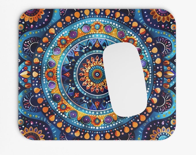 Boho Print Mouse Pad, 9"x8" Hippie Boho Mouse Pad, Tech Desk Office Computer Mouse Pad Office Supplies, Neoprene Non Slip Mouse