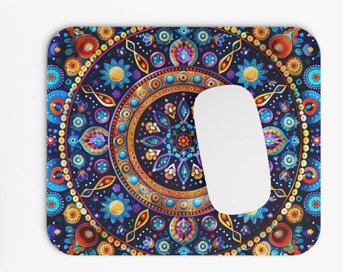 Boho Print Mouse Pad, 9"x8" Hippie Boho Mouse Pad, Tech Desk Office Computer Mouse Pad Office Supplies, Neoprene Non Slip Mouse