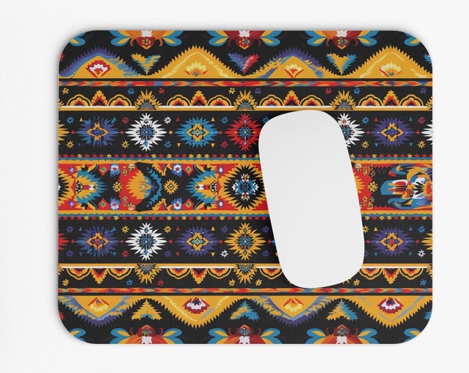 Boho Print Mouse Pad, 9"x8" Hippie Boho Mouse Pad, Tech Desk Office Computer Mouse Pad Office Supplies, Neoprene Non Slip Mouse