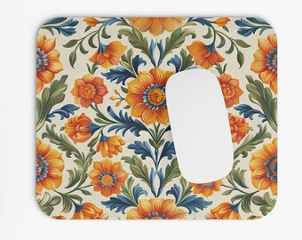 Wildflowers Boho Print Mouse Pad, 9"x8" Hippie Boho Mouse Pad, Tech Desk Office Computer Mouse Pad Office Supplies, Neoprene Non Slip Mouse