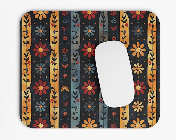 Boho Print Mouse Pad, 9"x8" Hippie Boho Mouse Pad, Tech Desk Office Computer Mouse Pad Office Supplies, Neoprene Non Slip Mouse