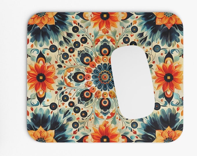 Boho Print Mouse Pad, 9"x8" Hippie Boho Mouse Pad, Tech Desk Office Computer Mouse Pad Office Supplies, Neoprene Non Slip Mouse