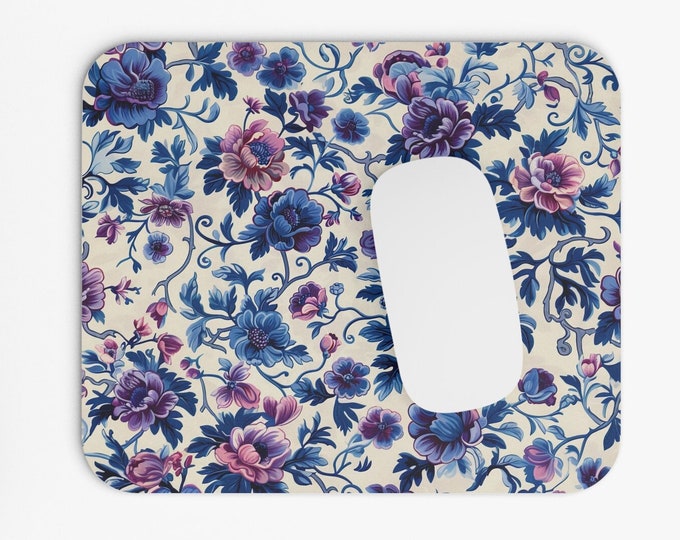 Floral Boho Print Mouse Pad, 9"x8" Hippie Boho Mouse Pad, Tech Desk Office Computer Mouse Pad Office Supplies, Neoprene Non Slip Mouse