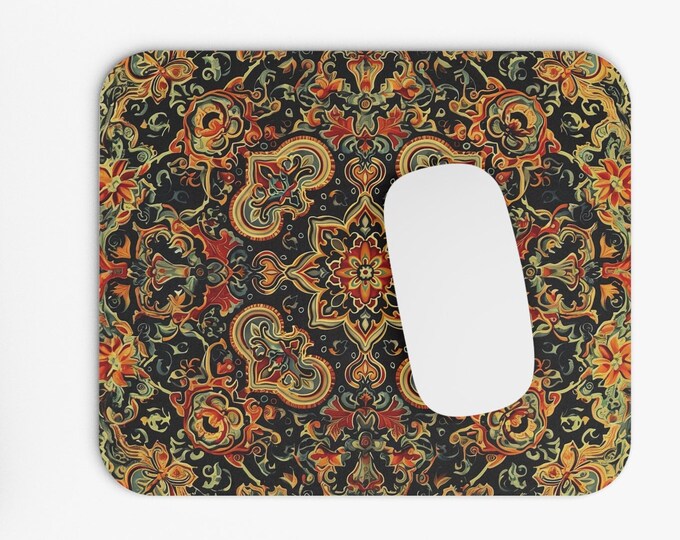 Boho Print Mouse Pad, 9"x8" Hippie Boho Mouse Pad, Tech Desk Office Computer Mouse Pad Office Supplies, Neoprene Non Slip Mouse