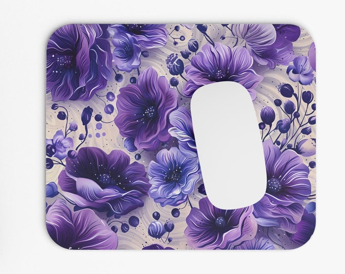 Floral Boho Print Mouse Pad, 9"x8" Hippie Boho Mouse Pad, Tech Desk Office Computer Mouse Pad Office Supplies, Neoprene Non Slip Mouse