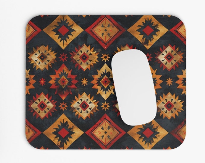 Boho Print Mouse Pad, 9"x8" Hippie Boho Mouse Pad, Tech Desk Office Computer Mouse Pad Office Supplies, Neoprene Non Slip Mouse