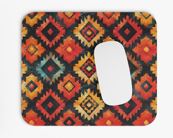 Boho Print Mouse Pad, 9"x8" Hippie Boho Mouse Pad, Tech Desk Office Computer Mouse Pad Office Supplies, Neoprene Non Slip Mouse