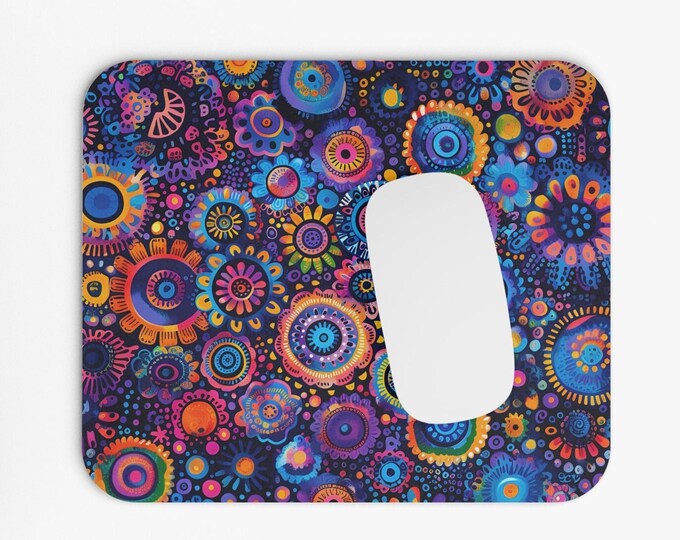 Boho Print Mouse Pad, 9"x8" Hippie Boho Mouse Pad, Tech Desk Office Computer Mouse Pad Office Supplies, Neoprene Non Slip Mouse