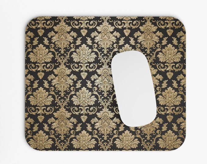 Damask Boho Print Mouse Pad, 9"x8" Hippie Boho Mouse Pad, Tech Desk Office Computer Mouse Pad Office Supplies, Neoprene Non Slip Mouse