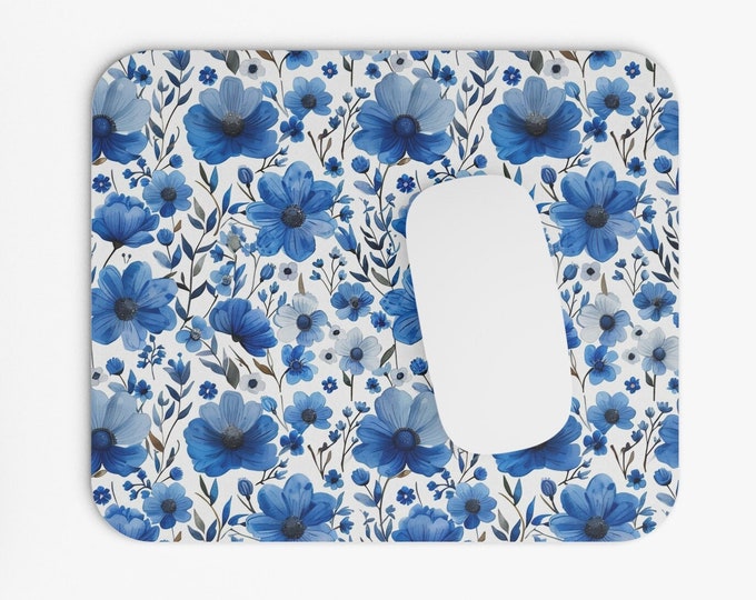 Wildflowers Boho Print Mouse Pad, 9"x8" Hippie Boho Mouse Pad, Tech Desk Office Computer Mouse Pad Office Supplies, Neoprene Non Slip Mouse