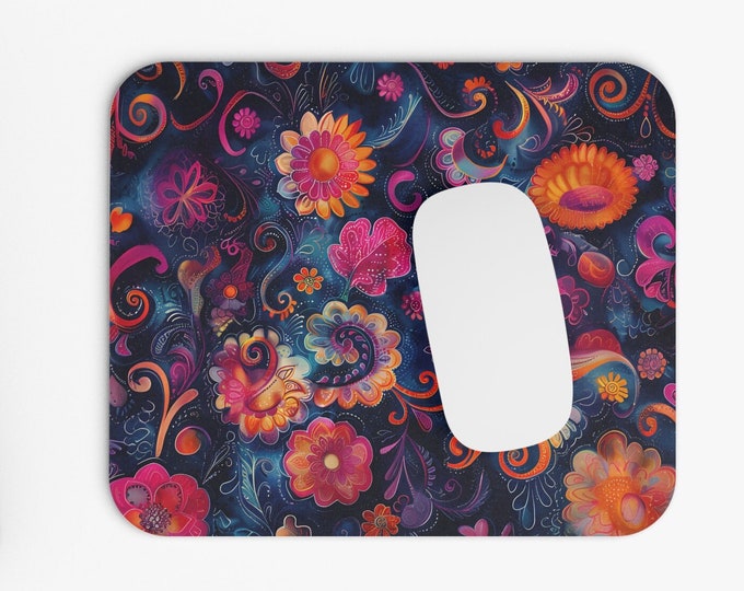 Boho Print Mouse Pad, 9"x8" Hippie Boho Mouse Pad, Tech Desk Office Computer Mouse Pad Office Supplies, Neoprene Non Slip Mouse