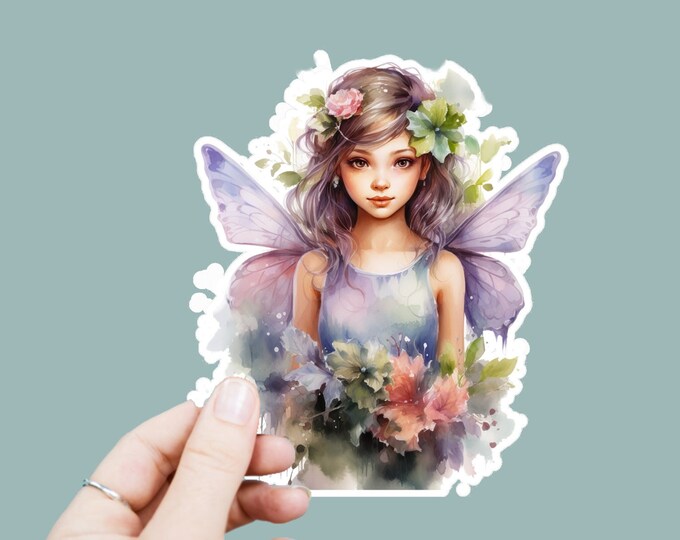 Butterfly Fairy Vinyl Decal, Satin Finish Sticker, Watercolor Fairy Laptop Sticker, Window Decal, Water Bottle Decal, 4 Sizes to Choose From