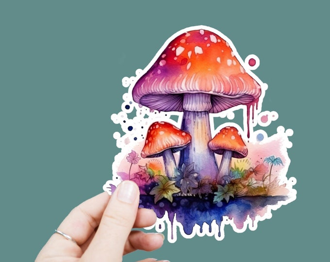 Magic Mushrooms Lantern Vinyl Decal, Satin Finish Sticker, Boho Laptop Sticker, Window Decal, Water Bottle Decal, 4 Sizes to Choose