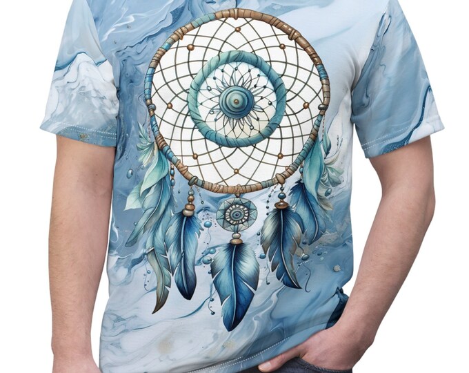 Unisex Lightweight Short Sleeve Tee, Boho Dreamcatcher Tee Shirt, Bohemian Apparel, Unisex AOP Tee, S-3XL Sizes, Hippie Shirt